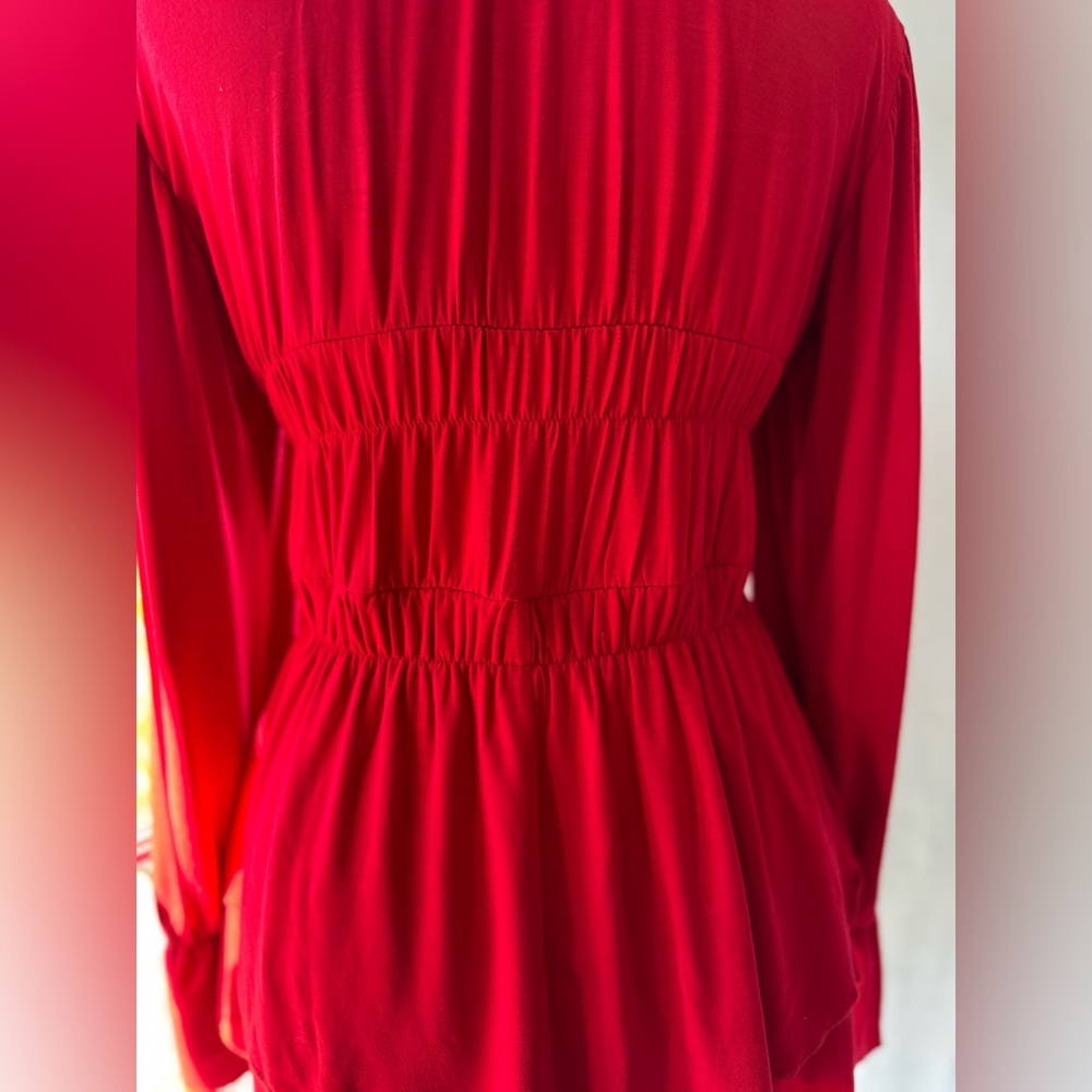 Red Ruffled Tunic Blouse - Picture 4 of 12